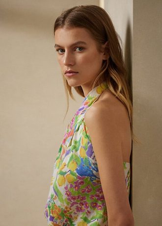 Chemisier licou multicolore en voile de lin Darby Ralph Lauren pour femme