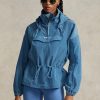 Coupe-vent bleu Ralph Lauren pliable en ripstop translucide pour femme Coupe-vent bleu Ralph Lauren pliable en ripstop translucide pour femme