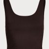 Débardeur court en jersey suédé marron Ralph Lauren pour femme Débardeur court en jersey suédé marron Ralph Lauren pour femme