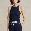 Débardeurs en coton côtelé bleu marine Ralph Lauren pour femme Débardeurs en coton côtelé bleu marine Ralph Lauren pour femme