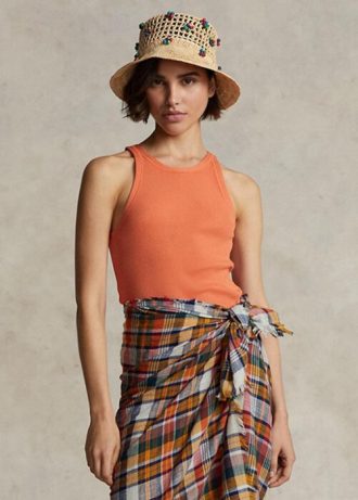 Débardeurs en coton côtelé orange Ralph Lauren pour femme