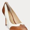 Escarpins beiges/blancs en cuir nappa et bruni Lynden de Ralph Lauren pour femme