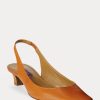 Escarpins à bride arrière en cuir jaune foncé Ralph Lauren Kels pour femmes Escarpins à bride arrière en cuir jaune foncé Ralph Lauren Kels pour femmes