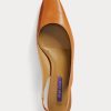 Escarpins à bride arrière en cuir jaune foncé Ralph Lauren Kels pour femmes Escarpins à bride arrière en cuir jaune foncé Ralph Lauren Kels pour femmes