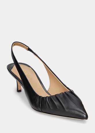 Escarpins à bride arrière en cuir nappa noir Ralph Lauren Lolah pour femmes