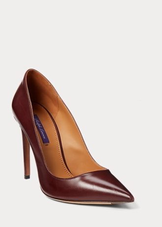Escarpins en cuir de veau Celia marron foncé pour femmes Ralph Lauren