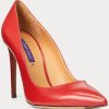 Escarpins en cuir de veau rouge foncé Ralph Lauren Celia pour femmes Escarpins en cuir de veau rouge foncé Ralph Lauren Celia pour femmes