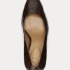 Escarpins en cuir gaufré Camila de Ralph Lauren pour femmes, couleur chocolat