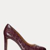 Escarpins en cuir gaufré Camila Ralph Lauren rouge foncé pour femmes
