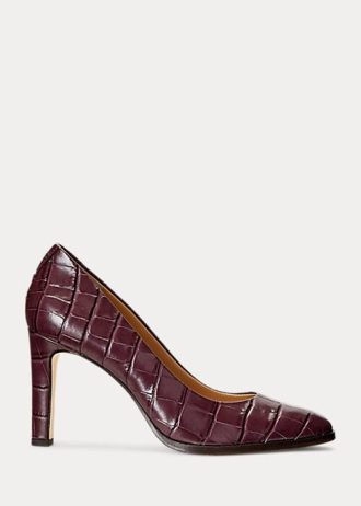 Escarpins en cuir gaufré Camila Ralph Lauren rouge foncé pour femmes