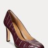 Escarpins en cuir gaufré Camila Ralph Lauren rouge foncé pour femmes