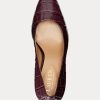 Escarpins en cuir gaufré Camila Ralph Lauren rouge foncé pour femmes