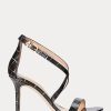 Escarpins en cuir gaufré noir/doré pour femme Ralph Lauren Gabriele