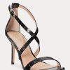 Escarpins en cuir gaufré noir/doré pour femme Ralph Lauren Gabriele