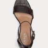 Escarpins en cuir gaufré Sylvia de Ralph Lauren pour femmes marron