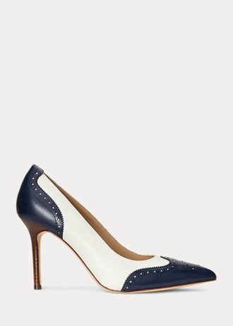Escarpins en cuir nappa et bruni Lynden Ralph Lauren bleu marine/blanc pour femme Escarpins en cuir nappa et bruni Lynden Ralph Lauren bleu marine/blanc pour femme