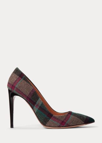 Escarpins en laine à carreaux Celia Ralph Lauren verts/rouges pour femmes