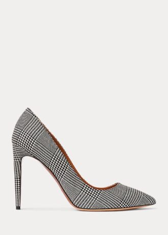 Escarpins en laine à carreaux Glen Celia Ralph Lauren noirs/crème pour femmes