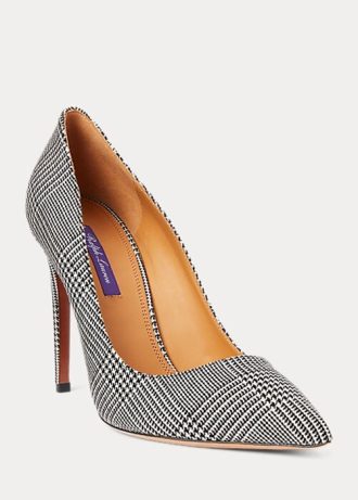Escarpins en laine à carreaux Glen Celia Ralph Lauren noirs/crème pour femmes