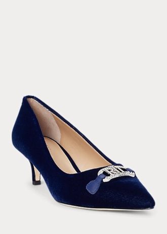 Escarpins en velours bleu marine Ralph Lauren Amory pour femmes