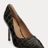 Escarpins Lindella en cuir gaufré noir/doré pour femme Ralph Lauren
