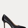 Escarpins noirs en cuir bruni Lindella II de Ralph Lauren pour femmes Escarpins noirs en cuir bruni Lindella II de Ralph Lauren pour femmes