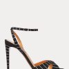 Sandales noires en daim de chèvre ornées Kandice de Ralph Lauren pour femmes Sandales noires en daim de chèvre ornées Kandice de Ralph Lauren pour femmes