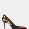 Escarpins noirs Ralph Lauren Lindella II en daim et broderies pour femmes