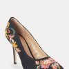 Escarpins noirs Ralph Lauren Lindella II en daim et broderies pour femmes