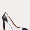 Escarpins Ralph Lauren Ainsley en cuir de veau color-block noirs et blancs pour femmes Escarpins Ralph Lauren Ainsley en cuir de veau color-block noirs et blancs pour femmes