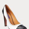 Escarpins Ralph Lauren Ainsley en cuir de veau color-block noirs et blancs pour femmes Escarpins Ralph Lauren Ainsley en cuir de veau color-block noirs et blancs pour femmes
