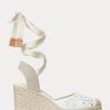 Espadrille blanche en cuir nappa à œillets et motif cachemire Ralph Lauren pour femme Espadrille blanche en cuir nappa à œillets et motif cachemire Ralph Lauren pour femme