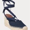 Espadrille compensée en toile bleu marine Ralph Lauren pour femme Espadrille compensée en toile bleu marine Ralph Lauren pour femme