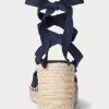 Espadrille compensée en toile bleu marine Ralph Lauren pour femme Espadrille compensée en toile bleu marine Ralph Lauren pour femme