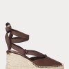 Espadrille compensée en toile chocolat Ralph Lauren pour femme Espadrille compensée en toile chocolat Ralph Lauren pour femme