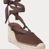 Espadrille compensée en toile chocolat Ralph Lauren pour femme Espadrille compensée en toile chocolat Ralph Lauren pour femme