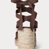 Espadrille compensée en toile chocolat Ralph Lauren pour femme Espadrille compensée en toile chocolat Ralph Lauren pour femme