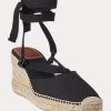 Espadrille compensée en toile noire Ralph Lauren pour femme Espadrille compensée en toile noire Ralph Lauren pour femme