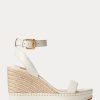 Espadrille en cuir blanche Ralph Lauren Hilarie pour femme Espadrille en cuir blanche Ralph Lauren Hilarie pour femme