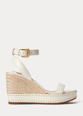 Espadrille en cuir blanche Ralph Lauren Hilarie pour femme