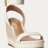Espadrille en cuir blanche Ralph Lauren Hilarie pour femme Espadrille en cuir blanche Ralph Lauren Hilarie pour femme