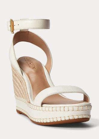 Espadrille en cuir blanche Ralph Lauren Hilarie pour femme