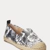 Espadrille en cuir à fleurs Cameryn III blanche/noire pour femme Ralph Lauren Espadrille en cuir à fleurs Cameryn III blanche/noire pour femme Ralph Lauren