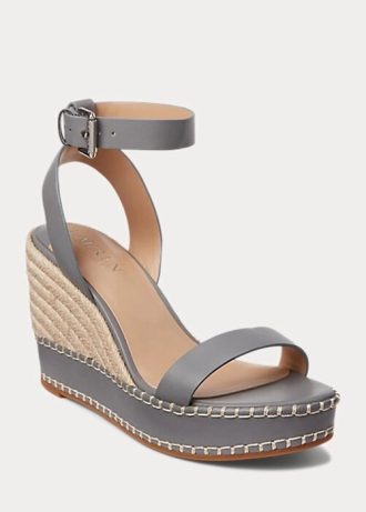 Espadrille en cuir grise Ralph Lauren Hilarie pour femme