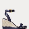 Espadrille en cuir Hilarie bleu marine Ralph Lauren pour femme
