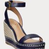 Espadrille en cuir Hilarie bleu marine Ralph Lauren pour femme