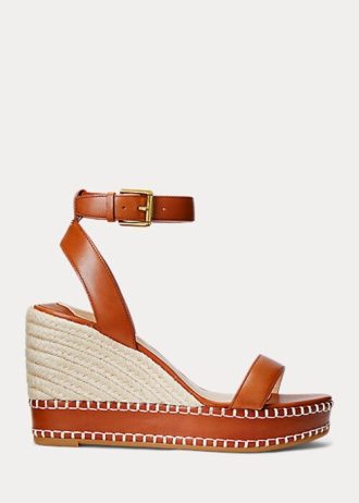 Espadrille en cuir marron Ralph Lauren Hilarie pour femme