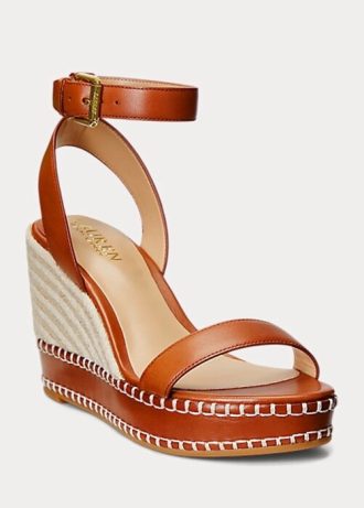 Espadrille en cuir marron Ralph Lauren Hilarie pour femme