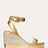 Espadrille en cuir métallisé doré Ralph Lauren Hilarie pour femme Espadrille en cuir métallisé doré Ralph Lauren Hilarie pour femme