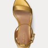 Espadrille en cuir métallisé doré Ralph Lauren Hilarie pour femme Espadrille en cuir métallisé doré Ralph Lauren Hilarie pour femme